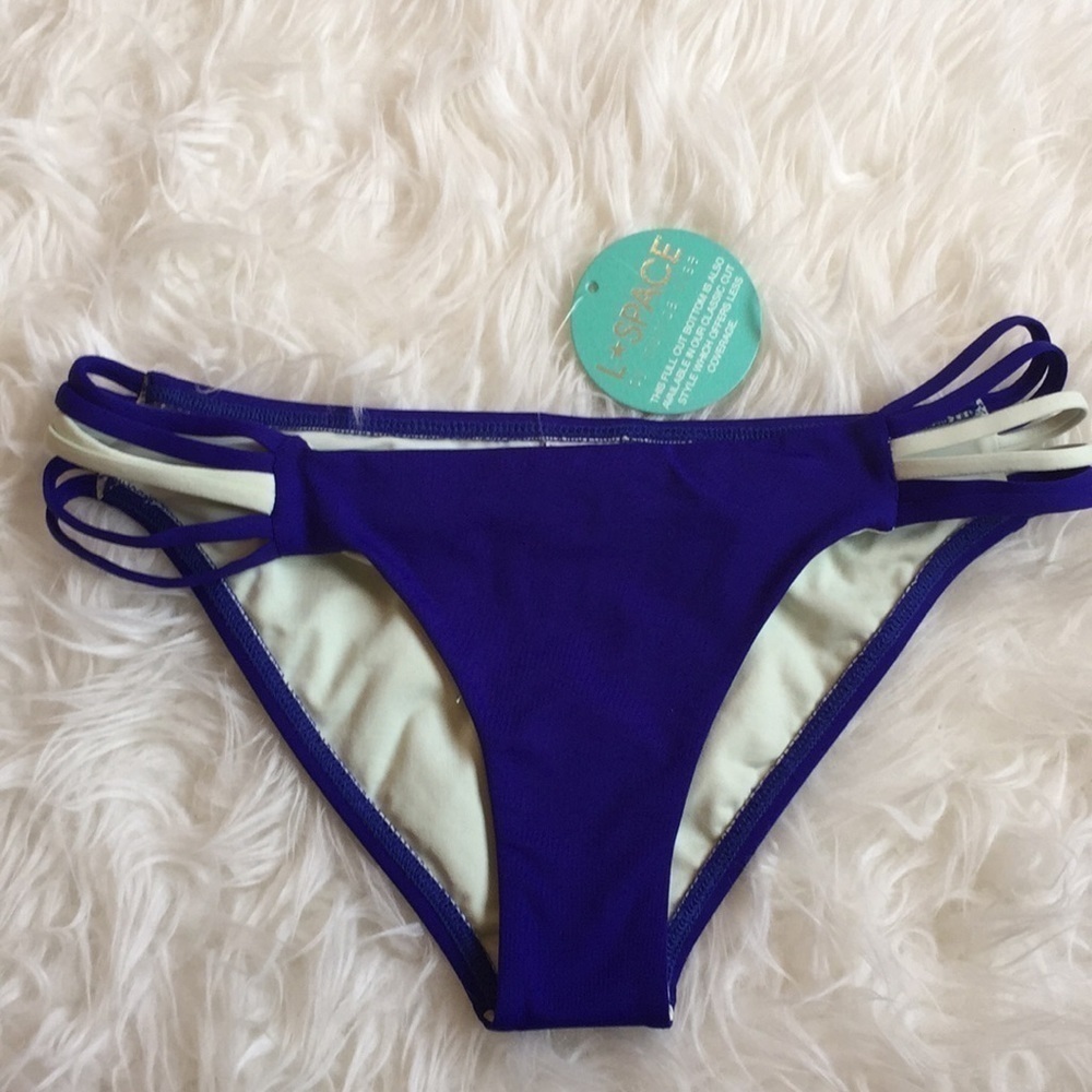 L*Space blue full cut strappy bottom in Sapphire XS